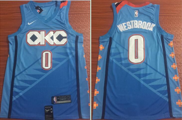 Men Oklahoma City Thunder #0 Westbrook Blue City Edition Game Nike NBA Jerseys->oklahoma city thunder->NBA Jersey